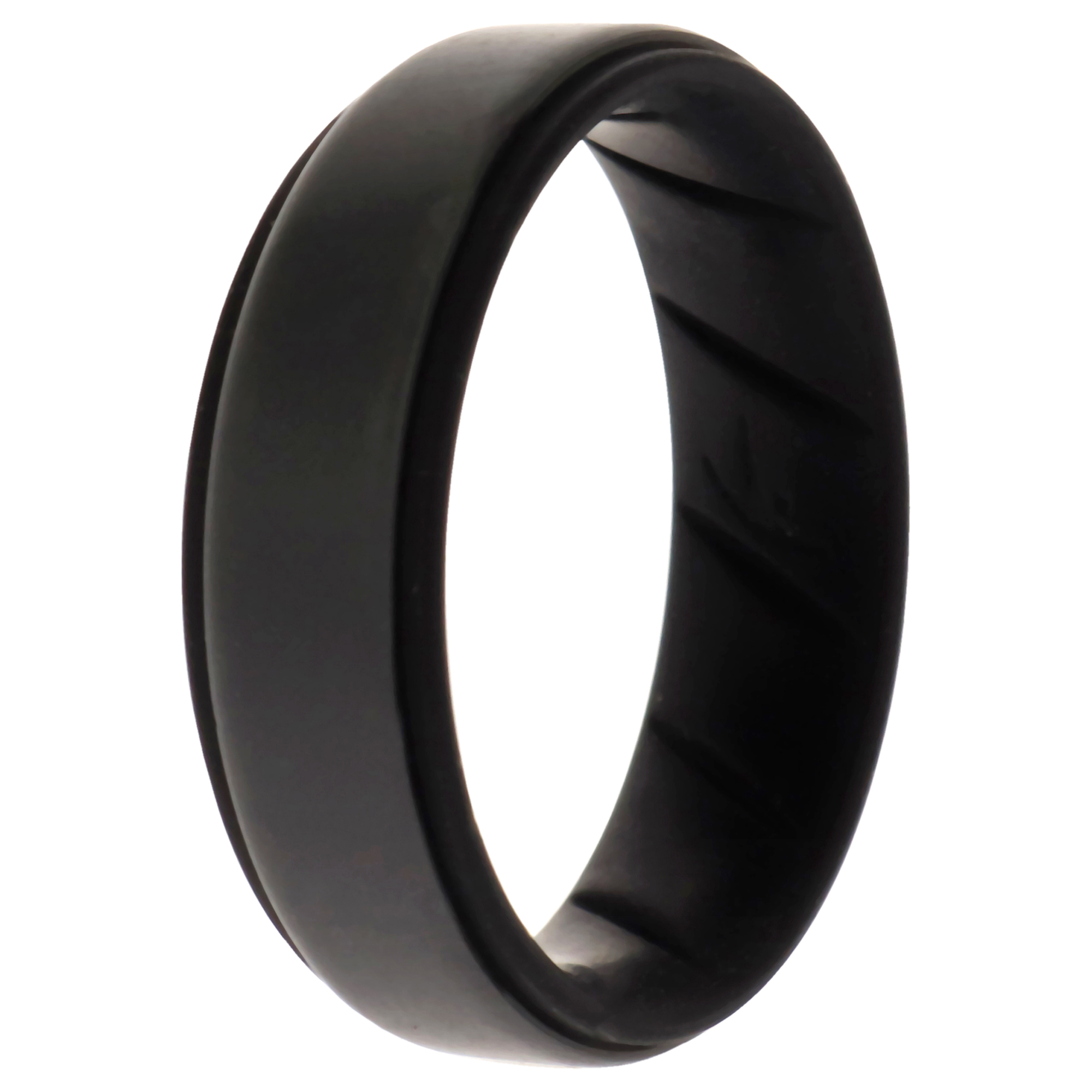 Silicone Wedding Br Step Ring - Black-Grey By Roq For Men - 16 Mm Ring